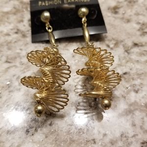 Gold wire spiral earrings